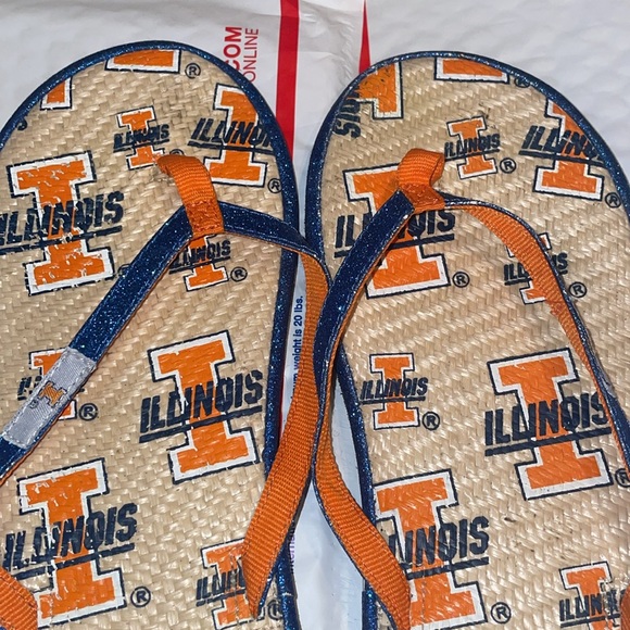 ILLINOIS FIGHTING ILLINI blue orange glitter sandal flip flops spring summer ILI - Picture 5 of 11